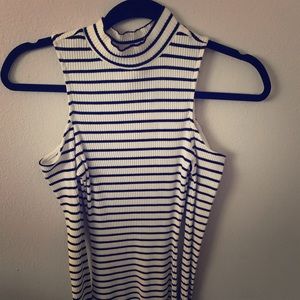 Black and white stripped tight long dress